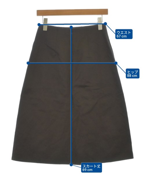 JIL SANDER（ジルサンダー）ひざ丈スカート 茶 サイズ:32(XXS位) レディース/2200681983205