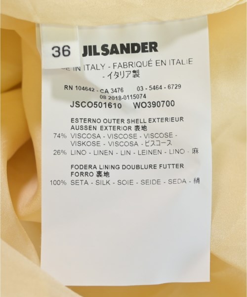 JIL SANDER（ジルサンダー）ワンピース 黄 サイズ:36(XS位) レディース/2200698451339