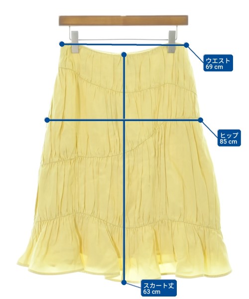 JIL SANDER（ジルサンダー）ひざ丈スカート 黄 サイズ:32(XS位) レディース/2200714105017