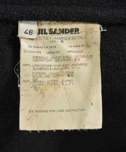 JIL SANDER（ジルサンダー）チェスターコート 黒 サイズ:46(M位) メンズ/2200703821010