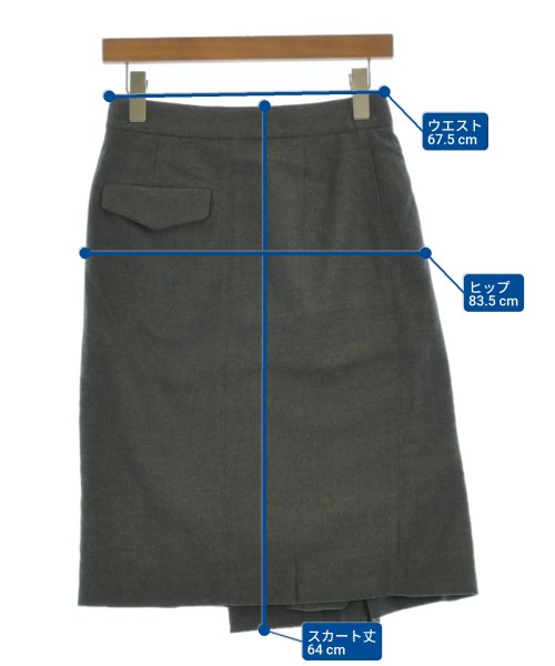JIL SANDER（ジルサンダー）ひざ丈スカート グレー サイズ:32(XXS位) レディース/2200664895174