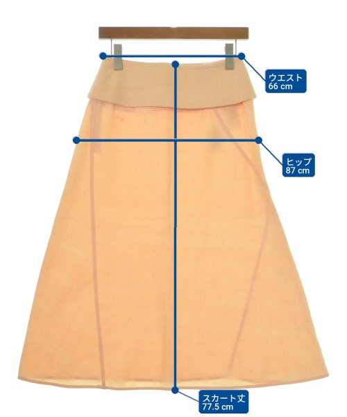 JIL SANDER（ジルサンダー）ひざ丈スカート オレンジ サイズ:32(XXS位) レディース/2200722624050