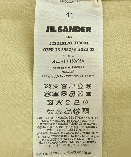 JIL SANDER（ジルサンダー）カジュアルシャツ 黄 サイズ:41(M位) メンズ/2200682720014