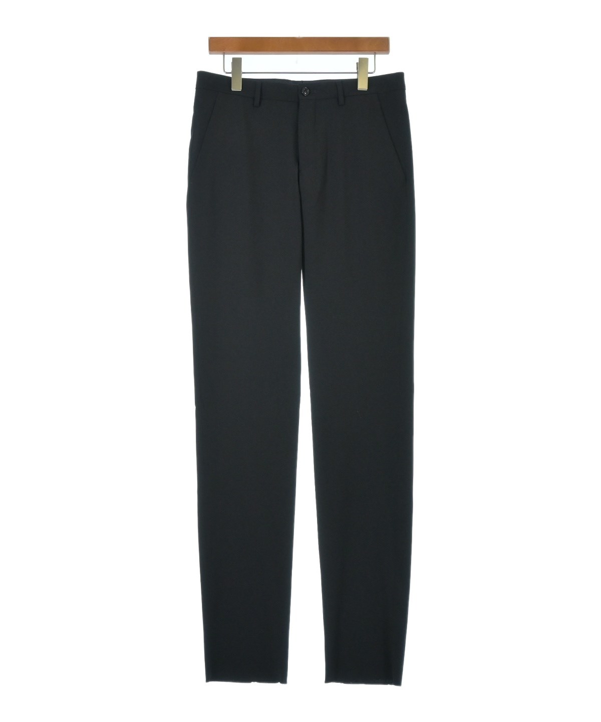 ジョルジオ アルマーニ スラックス ウールギャバジン ブラック GIORGIO ARMANI 黒タグ ワイドストレート 1タックスラックス 極上 【OT