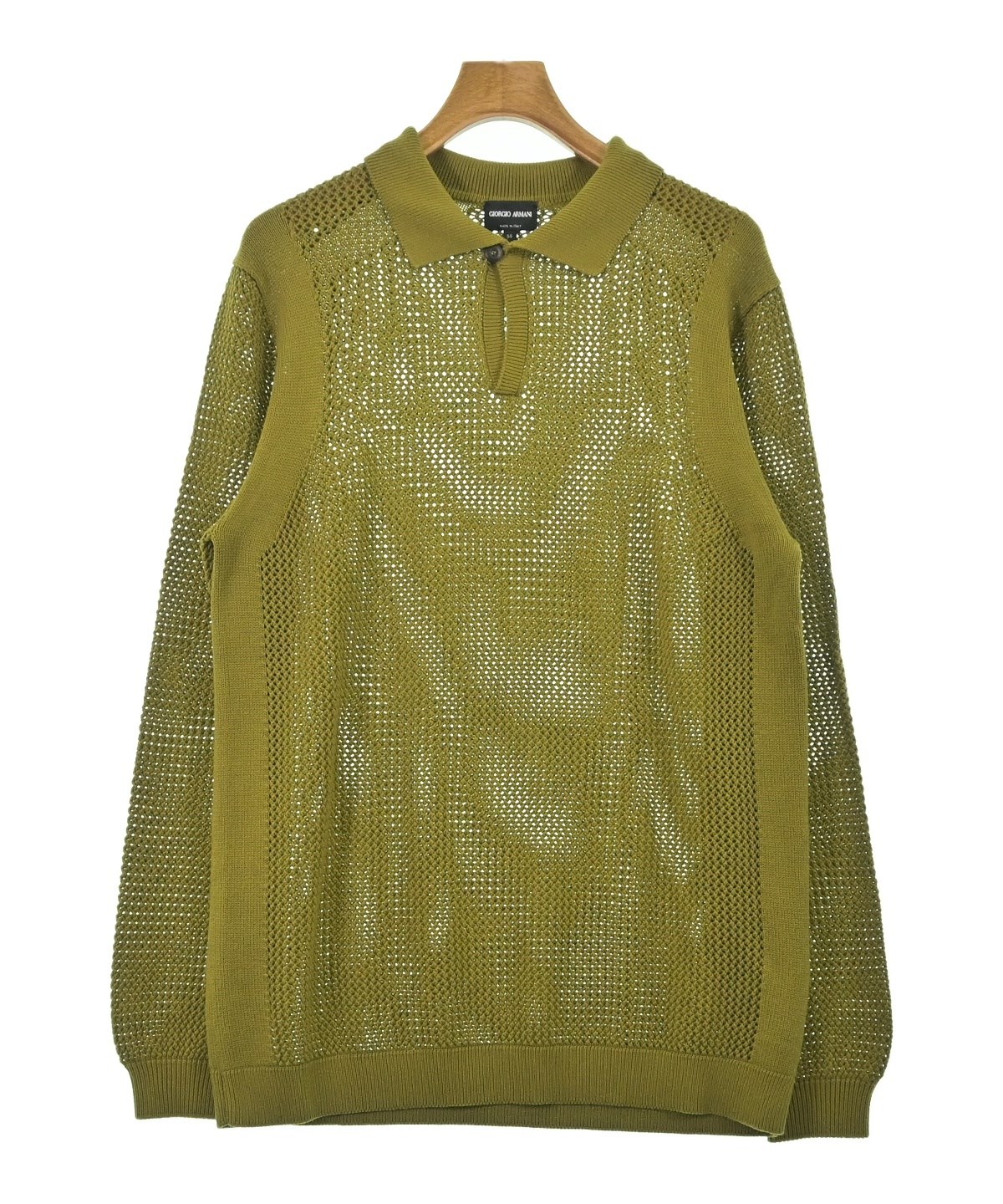 GIORGIOARMANI(ジョルジオアルマーニ) カーディガン サイズ38 S レディース美品  - ライトグリーン 七分袖/シルク/シワ加工 抗ピル七分袖カーディガン D－1004 026 ブラック S～LL