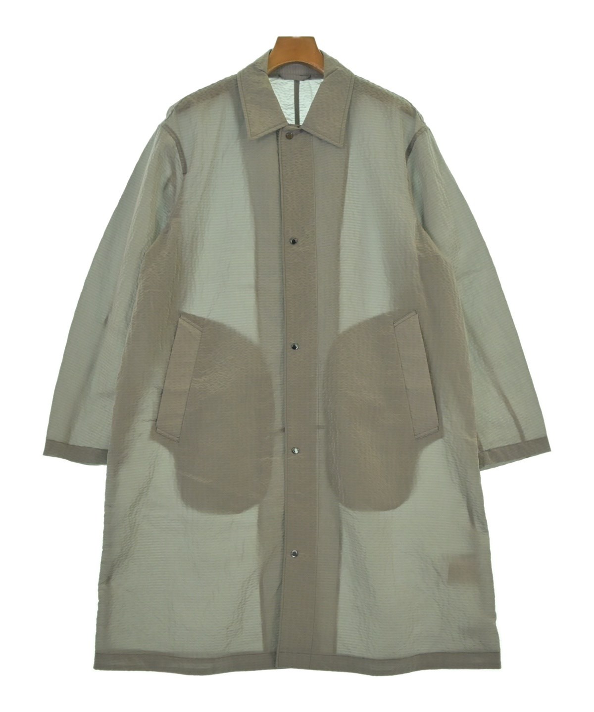 【美品】Emporio Armani エンポリオアルマーニ　ノーカラーコート EMPORIO ARMANI（エンポリオアルマーニ）ステンカラーコート グレー