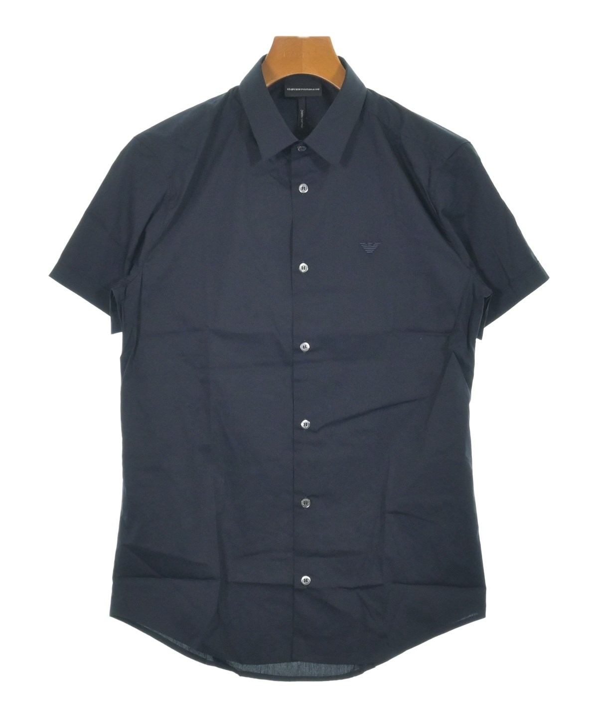 【未使用品 】エンポリオアルマーニ シャツ ブラウス シアー シルク 40 紺 EMPORIO ARMANI（エンポリオアルマーニ）カジュアルシャツ 紺 サイズ:S