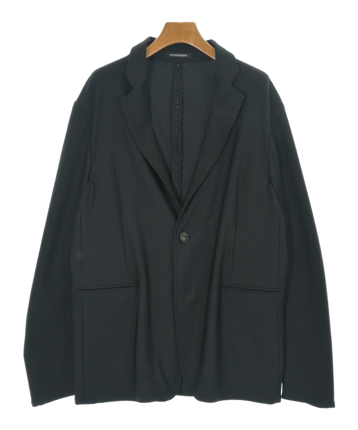 希少XL エンポリオアルマーニ テーラードジャケット ブラック リネン100% EMPORIO ARMANI（エンポリオアルマーニ）テーラードジャケット 黒