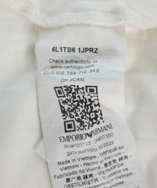 EMPORIO ARMANI（エンポリオアルマーニ）Tシャツ・カットソー 白 サイズ:L メンズ/2200727510068