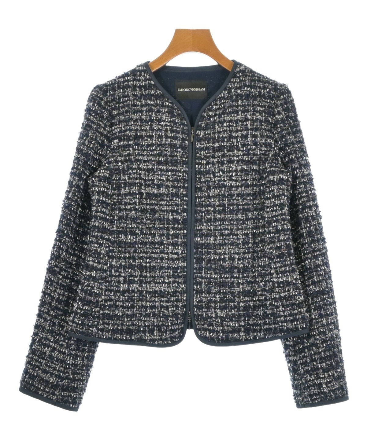 ☆未使用・タグ付☆エンポリオアルマーニ　ジャケットコートワンピース　高級　40号 EMPORIO ARMANI（エンポリオアルマーニ）ノーカラージャケット 紺