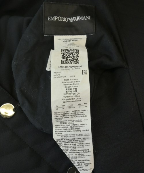 EMPORIO ARMANI（エンポリオアルマーニ）ステンカラーコート 黒 サイズ:1(S位) レディース/2200689648038