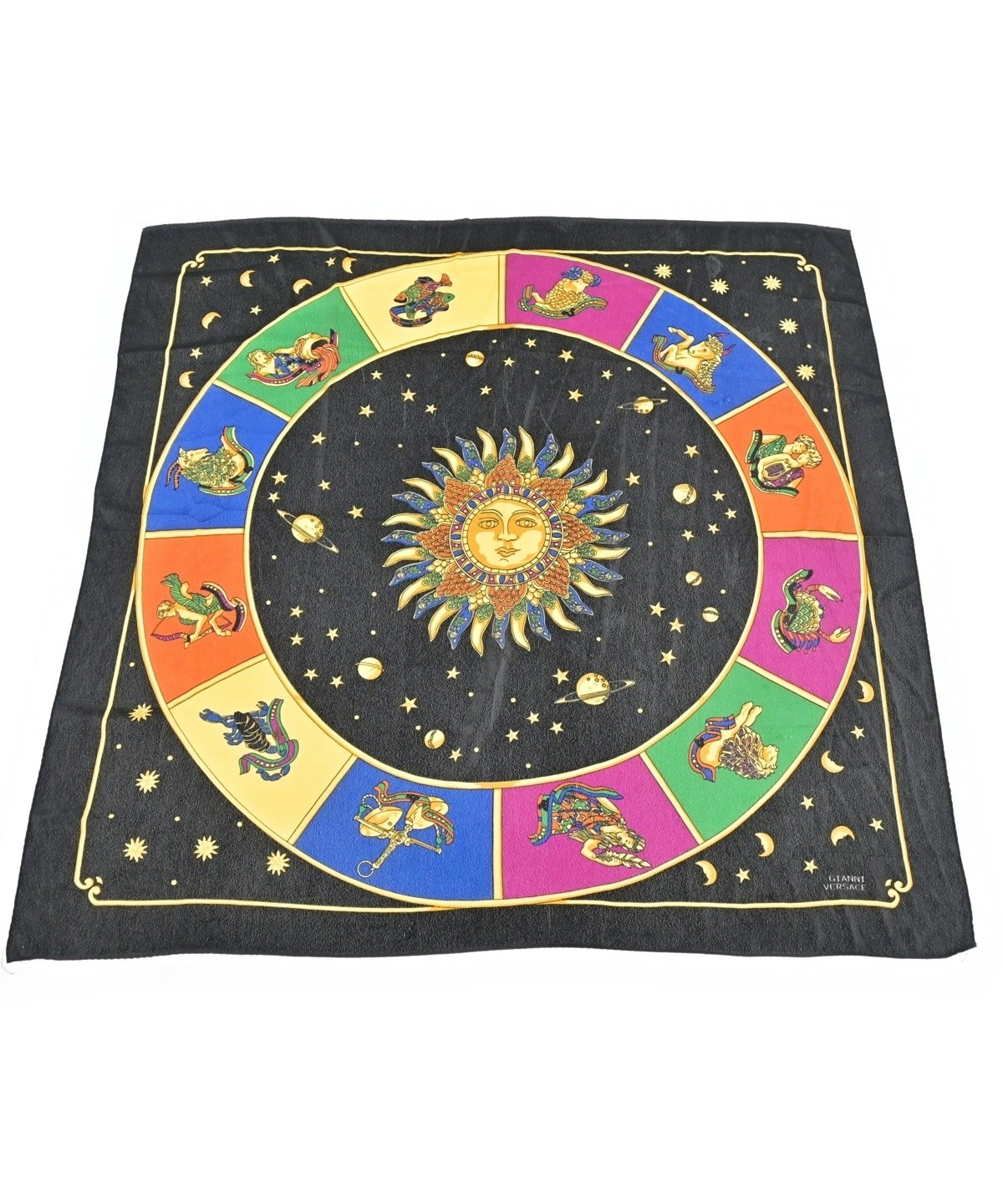 未使用2個セットジャンニヴェルサーチシルククッションリバーシブル45×45 GIANNI VERSACE（ジャンニヴェルサーチ）ストール 黒 サイズ:- メンズ