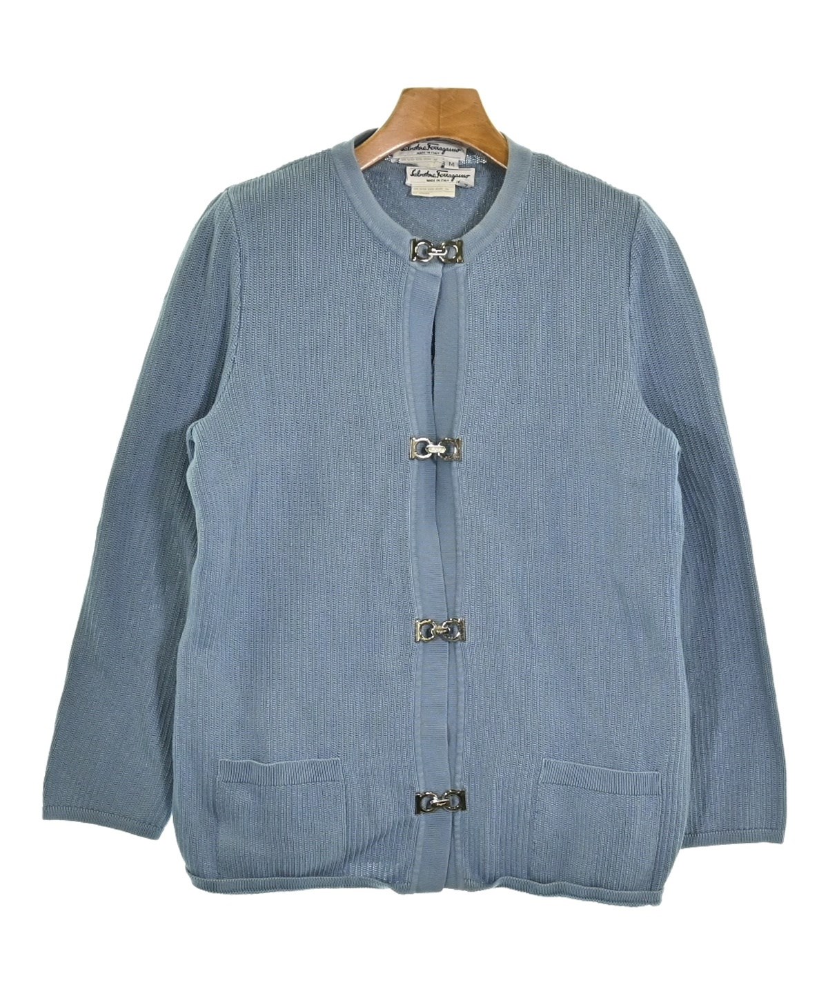 Salvatore Ferragamo フェラガモ カーディガン シルク ブルー Salvatore Ferragamo - 美品 サルヴァトーレ フェラガモ Salvatore