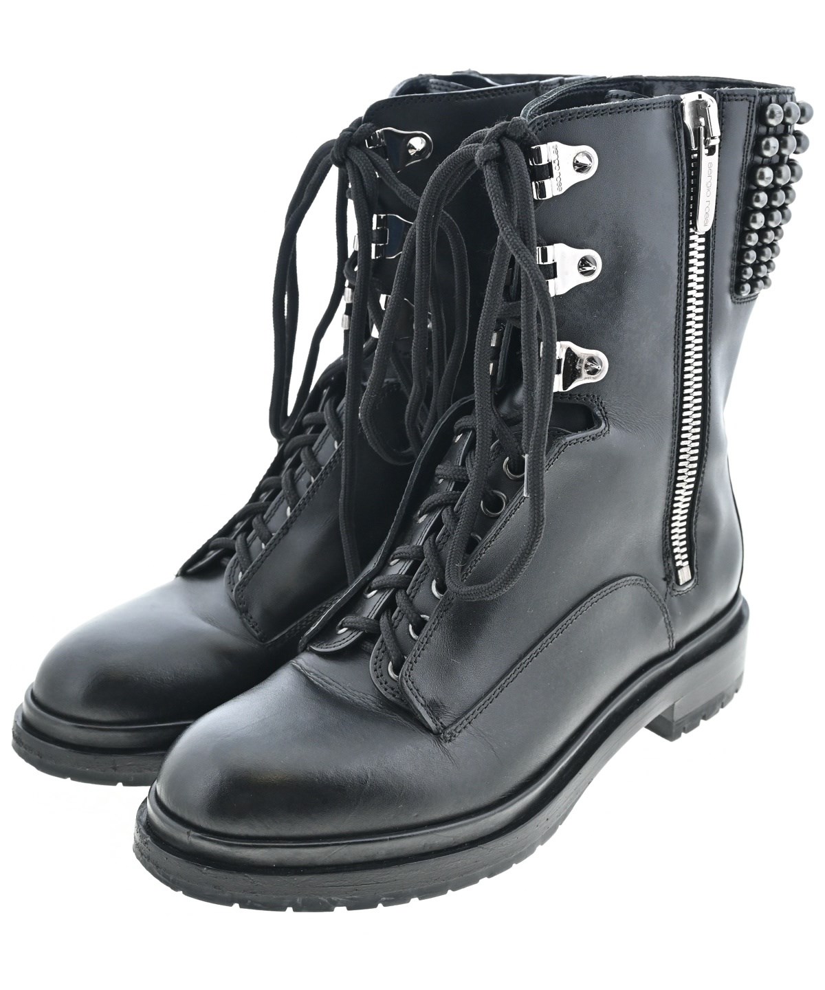 H732 美品 23cm 36 セルジオロッシ レザー ブーツ レディース Sergio rossi（セルジオロッシ）ブーツ 黒 サイズ:36(23cm位