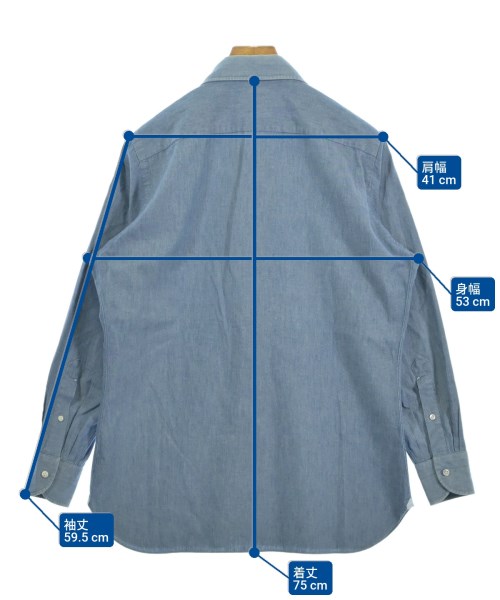 LUIGI BORRELLI（ルイジボレッリ）カジュアルシャツ 青 サイズ:40(M位) メンズ/2200635038128