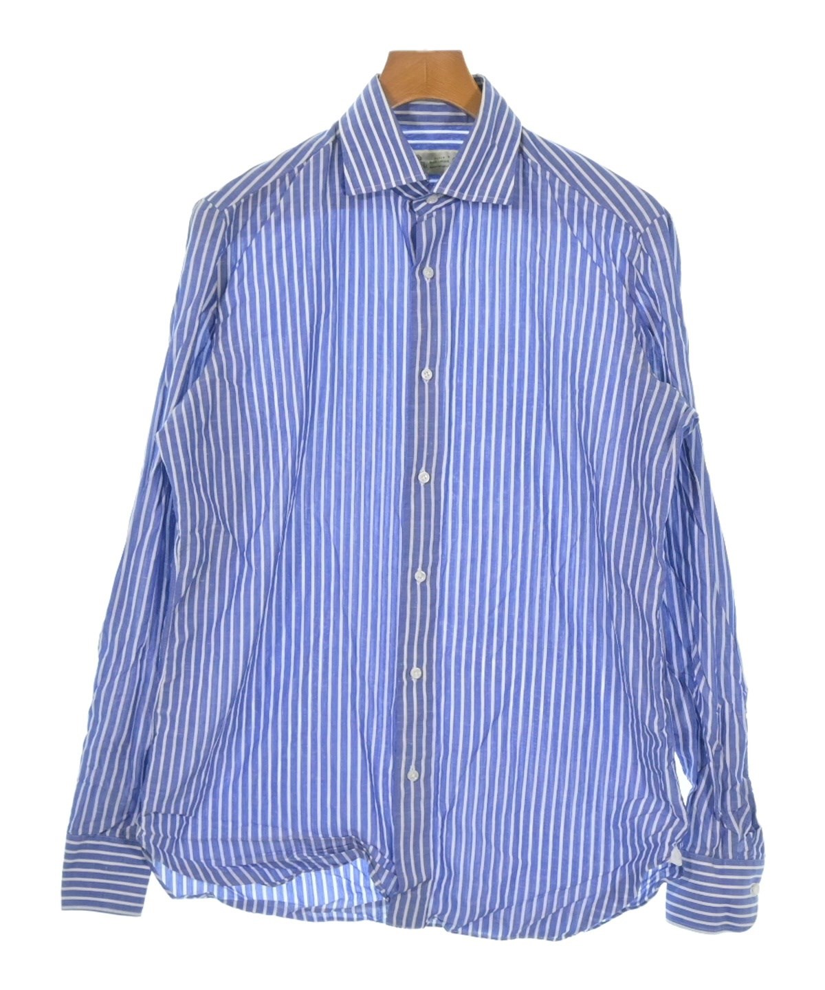 新品タグ付 LUIGI BORRELLI ポロシャツ 50 ブルー コットンピンポイントオックスホリゾンタルカラーシャツ／FELICE