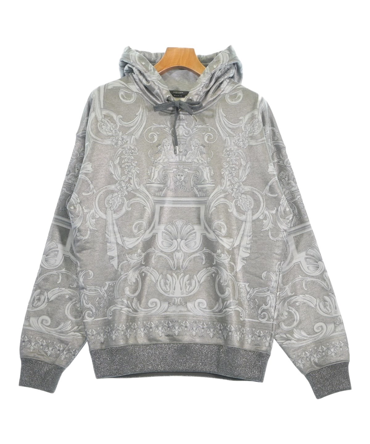 VERSACE（ヴェルサーチ）パーカー シルバー サイズ:S メンズ