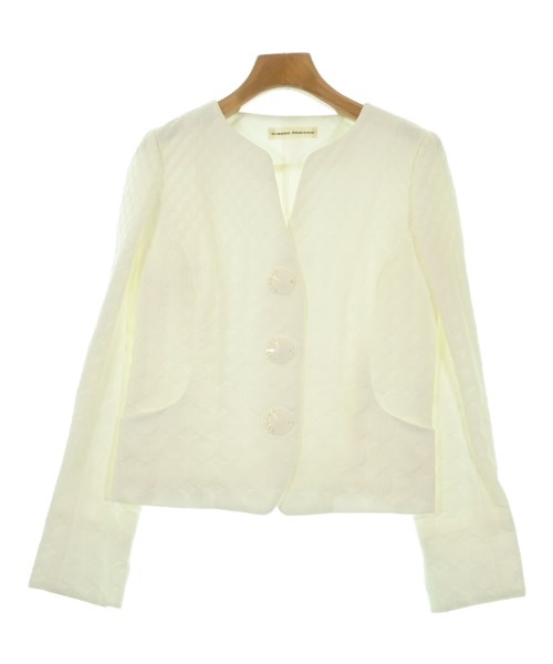 HIROKO KOSHINO(ヒロコ　コシノ)ノーカラージャケット 白 サイズ:38(S位)/2200669012033