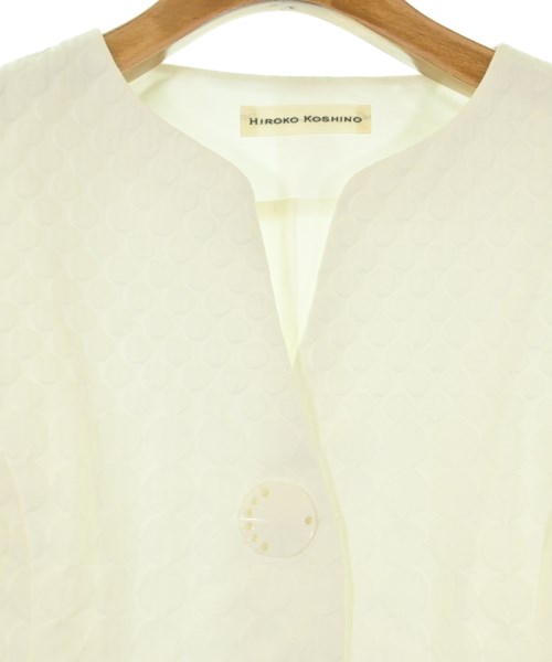HIROKO KOSHINO（ヒロコ　コシノ）ノーカラージャケット 白 サイズ:38(S位) レディース/2200669012033
