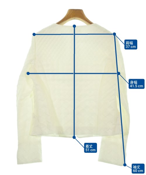 HIROKO KOSHINO（ヒロコ　コシノ）ノーカラージャケット 白 サイズ:38(S位) レディース/2200669012033