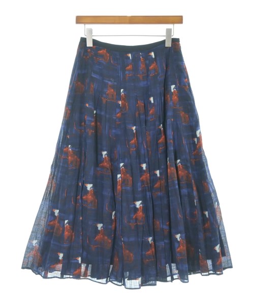 L'EQUIPE YOSHIE INABA(レキップヨシエイナバ)ロング・マキシ丈スカート 紺 サイズ:38(S位)/2200669199048