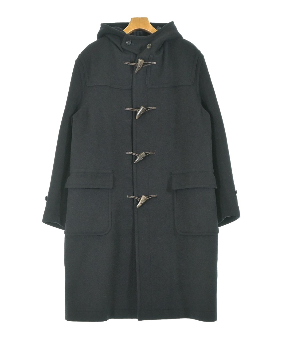 超高級 バーバリー 一級品モダンダッフルコート 牛革使用 BURBERRY（バーバリー）ダッフルコート 黒 サイズ:LL メンズ