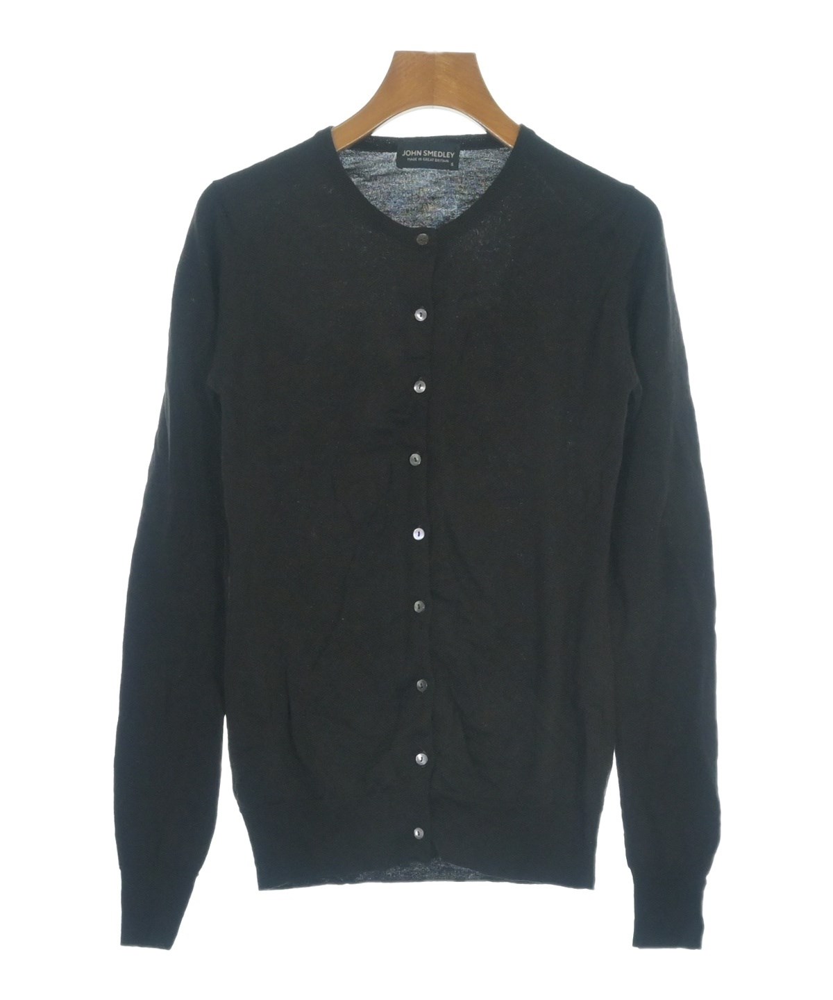 未使用タグ付き♡JOHN SMEDLEY コットンクルーネックカーディガン　茶 JOHN SMEDLEY（ジョンスメドレー）カーディガン 茶 サイズ:S