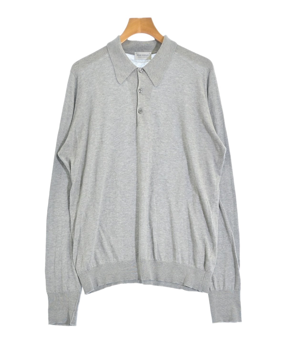 JOHN SMEDLEY ジョンスメドレー ニット・セーター XS 白xグレー 【古着】【中古】 JOHN SMEDLEY（ジョンスメドレー）ニット・セーター グレー サイズ:L