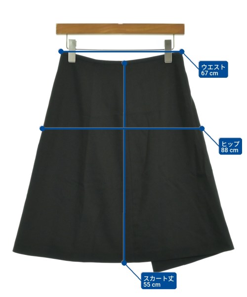 JIL SANDER NAVY（ジルサンダーネイビー）ひざ丈スカート 黒 サイズ:32(XXS位) レディース/2200725200039