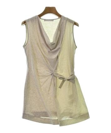 77b26 FABIANA FILLIPI ファビアナフィリッピ チュールデザインリブカットソー VネックTシャツ トップス XSサイズ グレー XSサイズ レディース 女性用u02t レディース ドレスアップトップス＆Tシャツ | シルク＆コットン