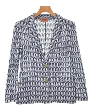 MISSONI ミッソーニ ノーカラージャケット レディース 【古着】【中古】 MISSONI（ミッソーニ）カジュアルジャケット 紺 サイズ:-(M位