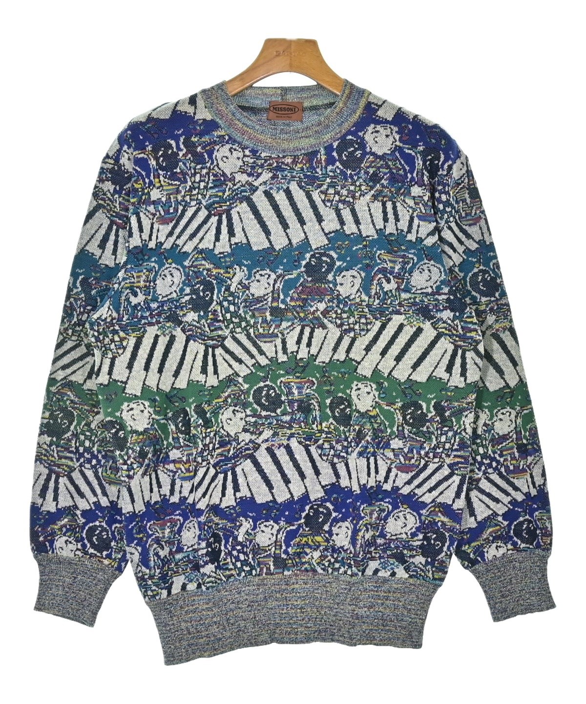 MISSONI（ミッソーニ）ニット・セーター 青 サイズ:50(XL位) メンズ