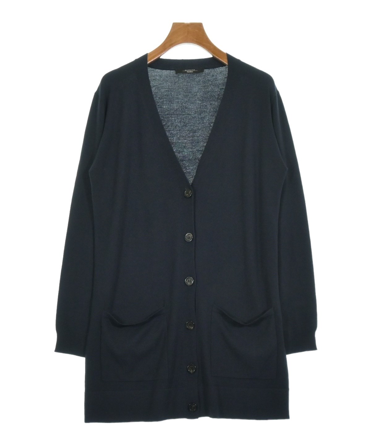 美品 Max Mara ビジュー ベルト とろみ ロングカーディガン 黒 M マックスマーラ MAX MARA 白タグ ロングカーディガン ガウン