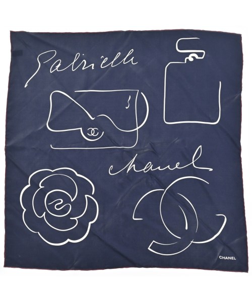 CHANEL(シャネル)バンダナ・スカーフ 紺 サイズ:-/2200689476174
