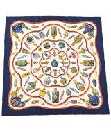 HERMES（エルメス）バンダナ・スカーフ 紺 サイズ:90 レディース/2200639798523