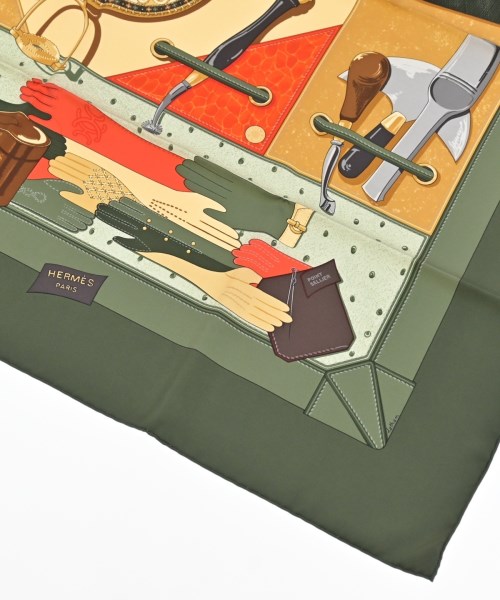 HERMES（エルメス）バンダナ・スカーフ カーキ サイズ:90 レディース/2200630159101