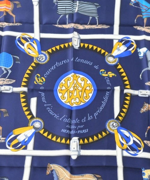 HERMES（エルメス）バンダナ・スカーフ 紺 サイズ:90 レディース/2200642112392