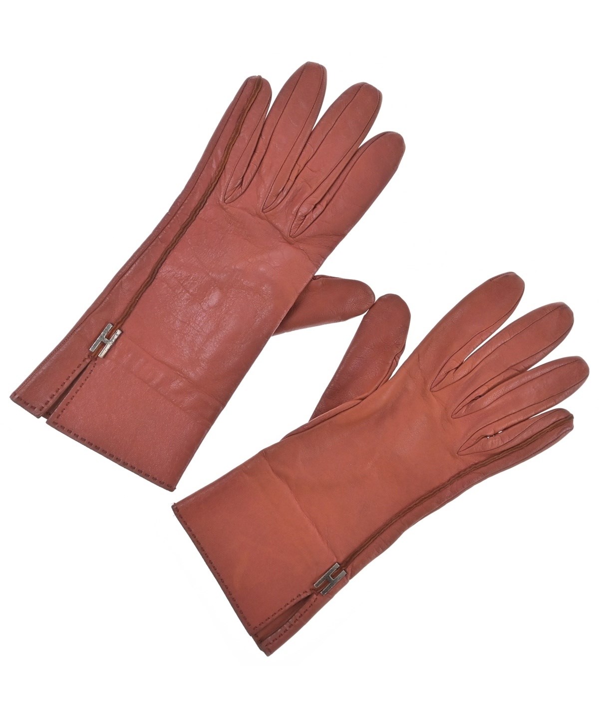 HERMES レザー手袋 レッド HERMES（エルメス）手袋 赤 サイズ:7 レディース/2200591117097