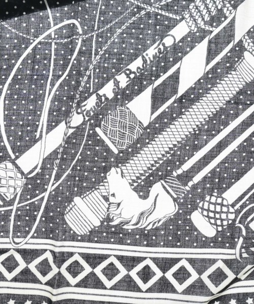 HERMES（エルメス）バンダナ・スカーフ 黒 サイズ:140 レディース/2200624953043