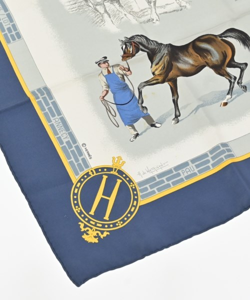 HERMES（エルメス）バンダナ・スカーフ グレー サイズ:90 レディース/2200633429423