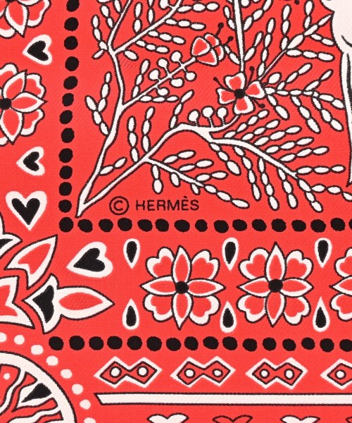 HERMES（エルメス）バンダナ・スカーフ 赤 サイズ:55 レディース/2200606751100
