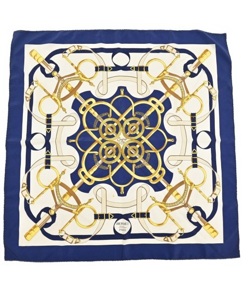 HERMES(エルメス)バンダナ・スカーフ 紺 サイズ:90/2200677499024