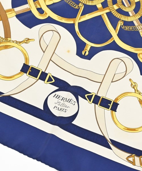 HERMES（エルメス）バンダナ・スカーフ 紺 サイズ:90 レディース/2200677499024