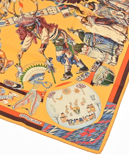 HERMES（エルメス）バンダナ・スカーフ 黄 サイズ:90 レディース/2200677499239
