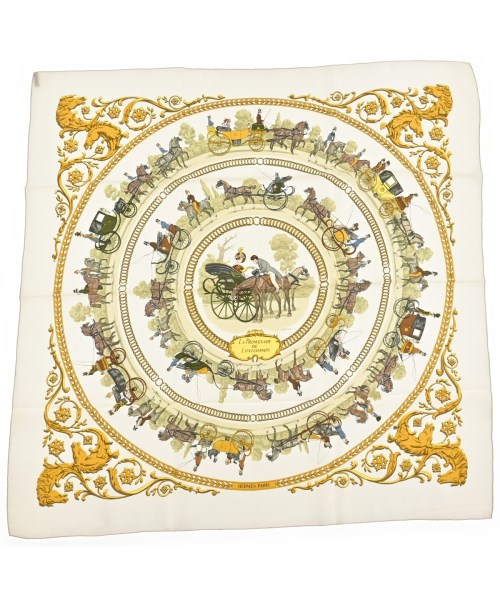 HERMES(エルメス)バンダナ・スカーフ 白 サイズ:90/2200677499277