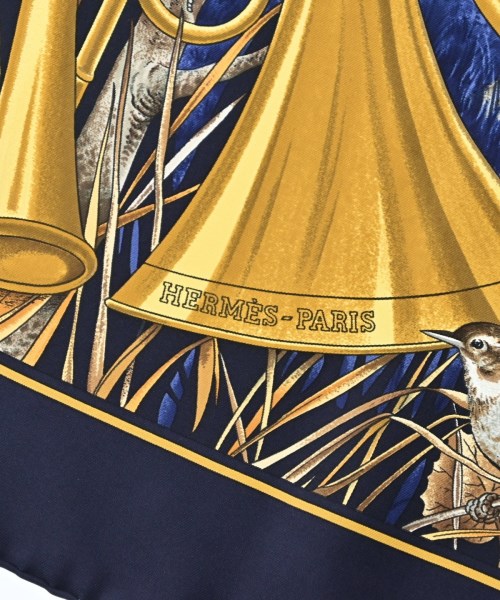 HERMES（エルメス）バンダナ・スカーフ 紺 サイズ:90 レディース/2200678115633