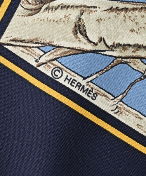HERMES（エルメス）バンダナ・スカーフ 紺 サイズ:90 レディース/2200678115633