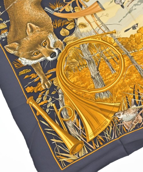 HERMES（エルメス）バンダナ・スカーフ 紺 サイズ:90 レディース/2200678115701