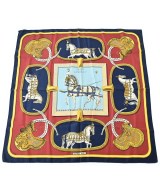 HERMES（エルメス）バンダナ・スカーフ 紺 サイズ:90 レディース/2200678115763