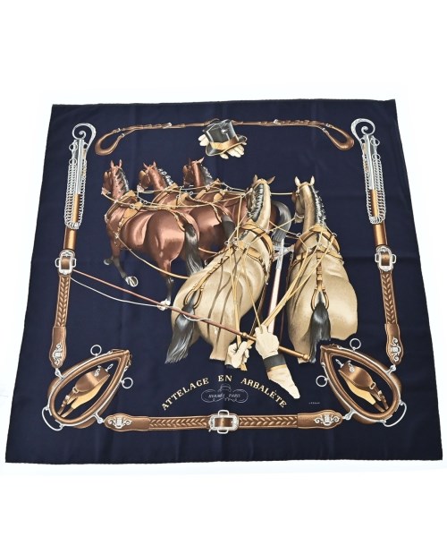 HERMES(エルメス)バンダナ・スカーフ 紺 サイズ:90/2200678115848